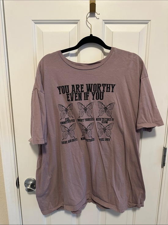 Gildan Tops - Gildan Mauve Pink "You Are Worthy" Butterfly Graphic Tee